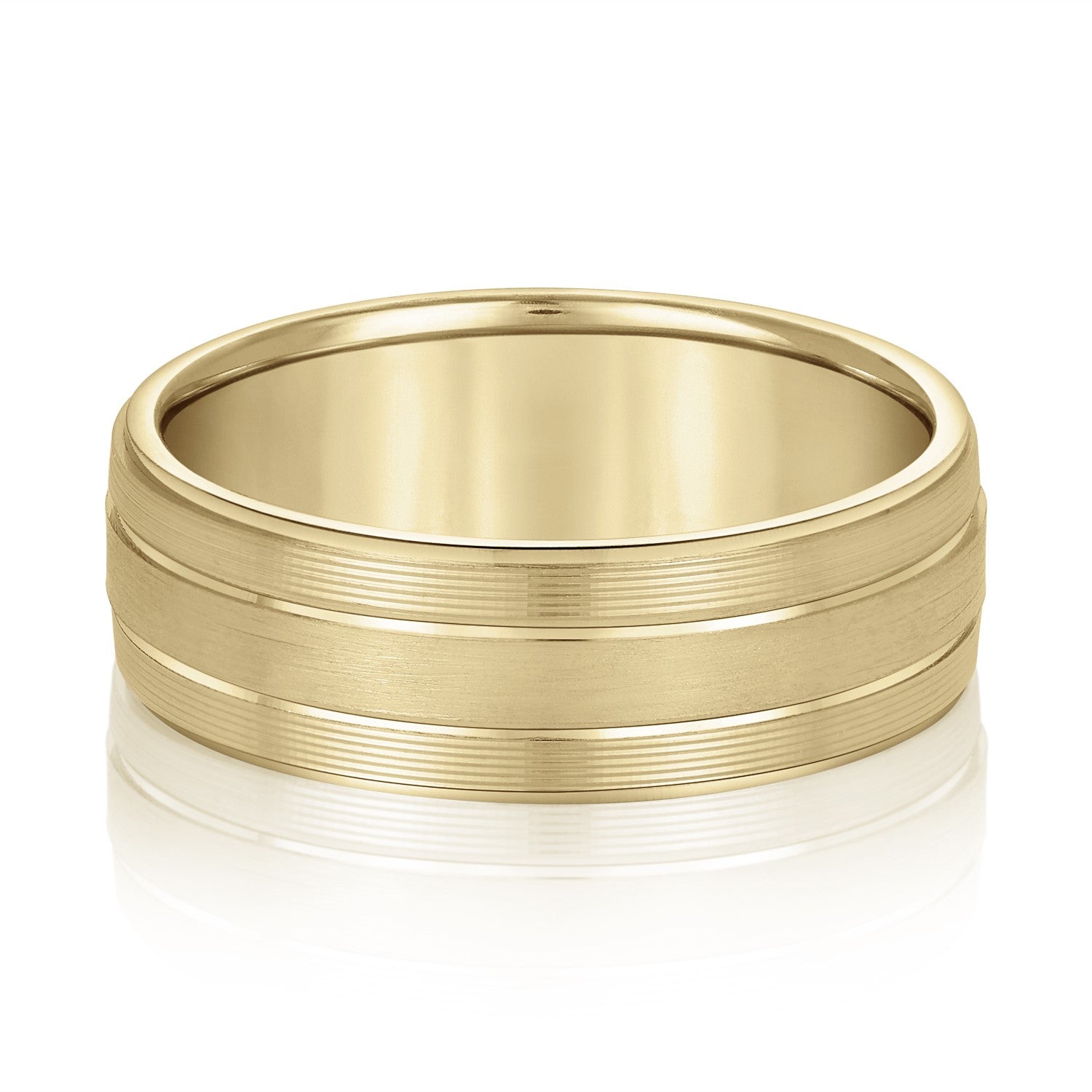 Men's Classic Ridged Edge Wedding Band-VIRABYANI